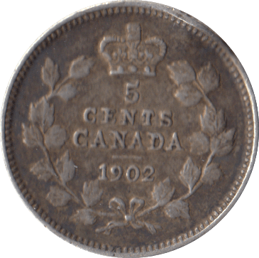 1902 SILVER FIVE CENTS CANADA - WORLD COINS - Cambridgeshire Coins