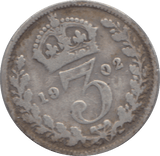 1902 SILVER THREEPENCE ( FINE ) 2 - Threepence - Cambridgeshire Coins