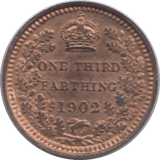 1902 THIRD FARTHING ( BU ) - One Third Farthing - Cambridgeshire Coins