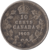 1903 CANADA SILVER 10 CENTS - SILVER WORLD COINS - Cambridgeshire Coins