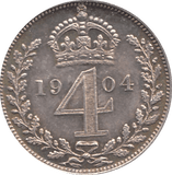 1904 MAUNDY FOURPENCE ( EF ) - Maundy Coins - Cambridgeshire Coins