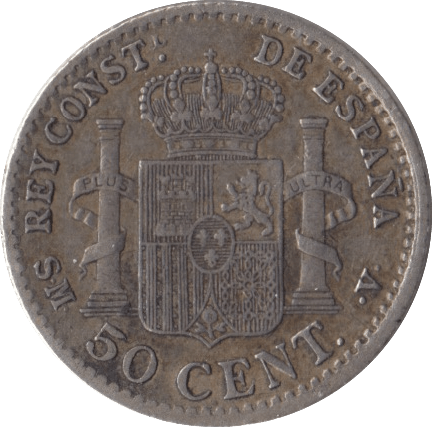 1904 SILVER SPAIN 50 CENT - SILVER WORLD COINS - Cambridgeshire Coins