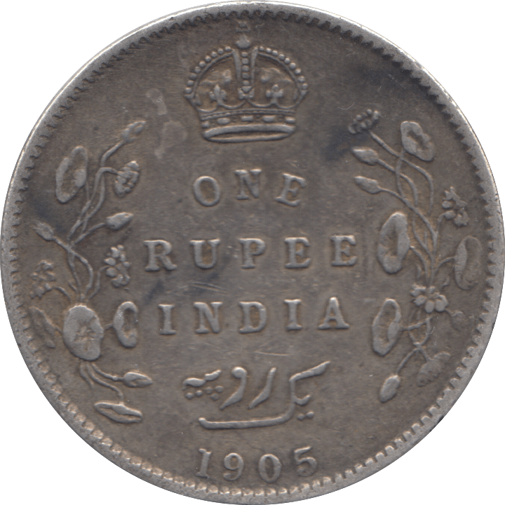 1905 INDIAN SILVER ONE RUPEE - SILVER WORLD COINS - Cambridgeshire Coins