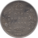 1905 INDIAN SILVER ONE RUPEE - SILVER WORLD COINS - Cambridgeshire Coins