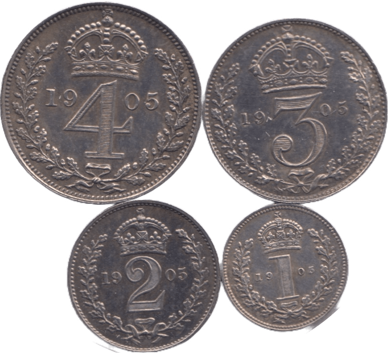 1905 MAUNDY SET EDWARD VII - Maundy Set - Cambridgeshire Coins