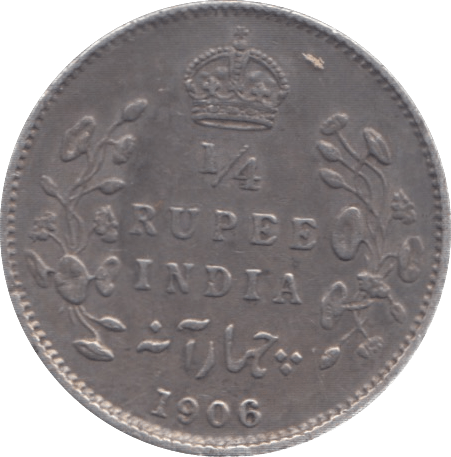 1906 SILVER 1/4 RUPEE INDIA - WORLD SILVER COINS - Cambridgeshire Coins