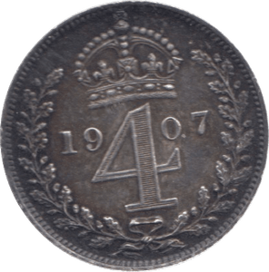 1907 MAUNDY FOURPENCE ( UNC ) 21 - Maundy Coins - Cambridgeshire Coins