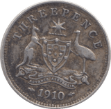 1910 SILVER AUSTRALIA THREEPENCE - SILVER WORLD COINS - Cambridgeshire Coins