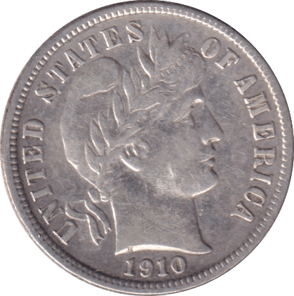 1910 SILVER ONE DIME USA - SILVER WORLD COINS - Cambridgeshire Coins