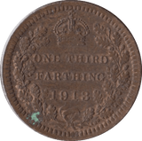 1913 ONE THIRD FARTHING ( AUNC ) - One Third Farthing - Cambridgeshire Coins