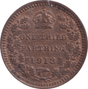 1913 ONE THIRD FARTHING ( GVF ) - One Third Farthing - Cambridgeshire Coins