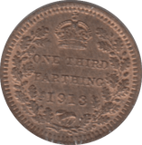 1913 ONE THIRD FARTHING ( UNC ) - One Third Farthing - Cambridgeshire Coins