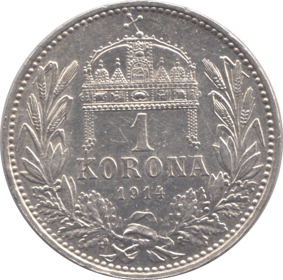 1914 HUNGARY SILVER 1 KORONA - SILVER WORLD COINS - Cambridgeshire Coins