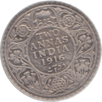 1916 INDIA SILVER 2 ANNAS - WORLD COINS - Cambridgeshire Coins