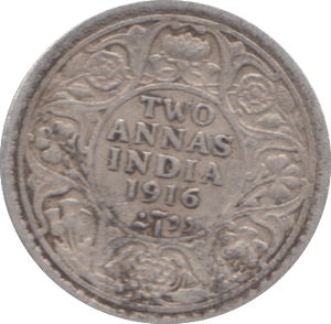 1916 SILVER TWO ANNAS INDIA - SILVER WORLD COINS - Cambridgeshire Coins