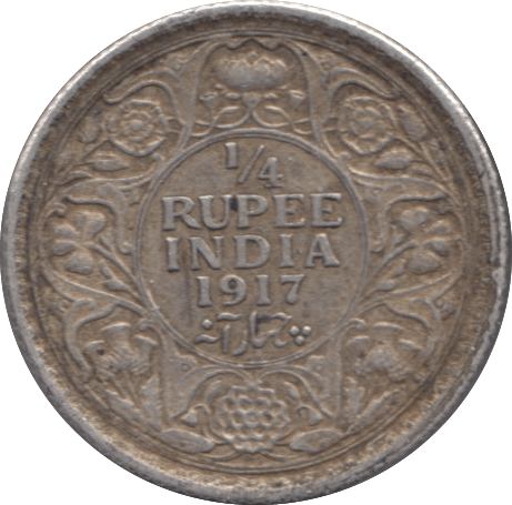 1917 EAST INDIA COMPANY QUARTER RUPEE - WORLD SILVER COINS - Cambridgeshire Coins