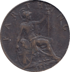 1917 FARTHING ( GVF ) - Farthing - Cambridgeshire Coins