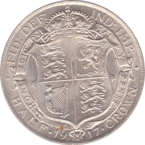 1917 HALFCROWN ( AUNC ) E - Halfcrown - Cambridgeshire Coins