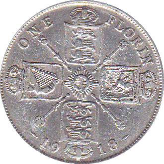 1918 FLORIN ( VF ) . B - Florin - Cambridgeshire Coins