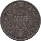 1918 INDIAN SILVER ONE RUPEE - SILVER WORLD COINS - Cambridgeshire Coins