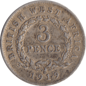 1919 SILVER THREE PENCE BRITISH WEST AFRICA - WORLD COINS - Cambridgeshire Coins