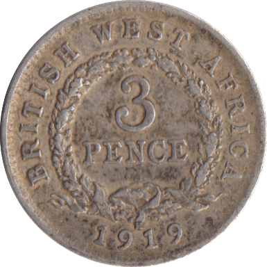 1919 SILVER THREE PENCE BRITISH WEST AFRICA - WORLD COINS - Cambridgeshire Coins