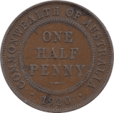 1920 AUSTRALIA HALF PENNY - WORLD COINS - Cambridgeshire Coins