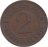 1923 GERMANY TWO PFENNIG - WORLD COINS - Cambridgeshire Coins