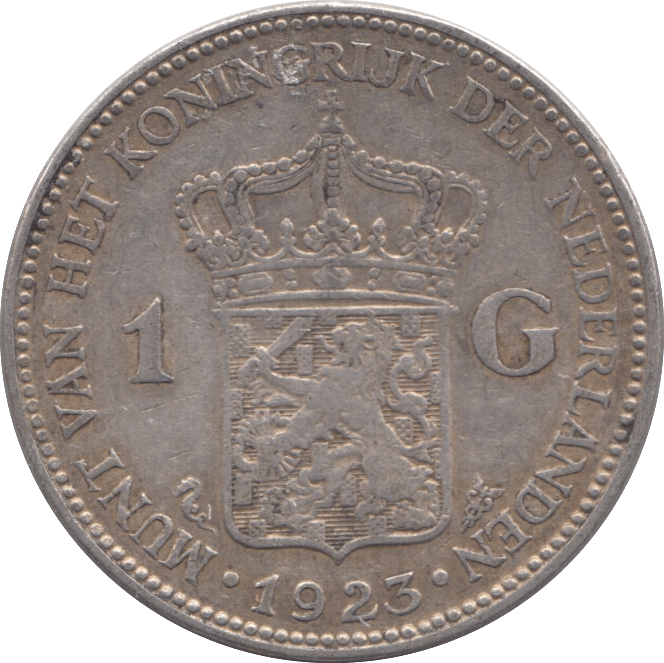 1923 SILVER 1 GUILDER NETHERLANDS - SILVER WORLD COINS - Cambridgeshire Coins