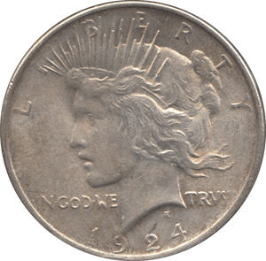 1924 SILVER PEACE DOLLAR USA - SILVER WORLD COINS - Cambridgeshire Coins