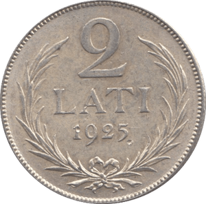 1925 SILVER 2 LATI LATVIA - SILVER WORLD COINS - Cambridgeshire Coins