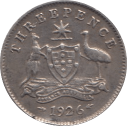 1926 SILVER THREE PENCE AUSTRALIA - SILVER WORLD COINS - Cambridgeshire Coins