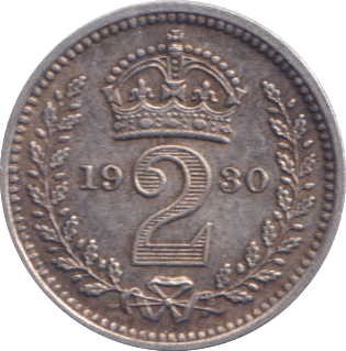 1930 MAUNDY TWOPENCE ( EF ) - Maundy Coins - Cambridgeshire Coins