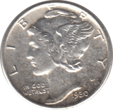 1930 SILVER ONE DIME USA - SILVER WORLD COINS - Cambridgeshire Coins