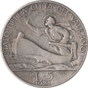 1931 5 LIRA VATICAN CITY - WORLD COINS - Cambridgeshire Coins