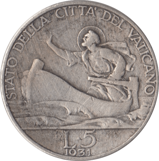 1931 5 LIRA VATICAN CITY - WORLD COINS - Cambridgeshire Coins