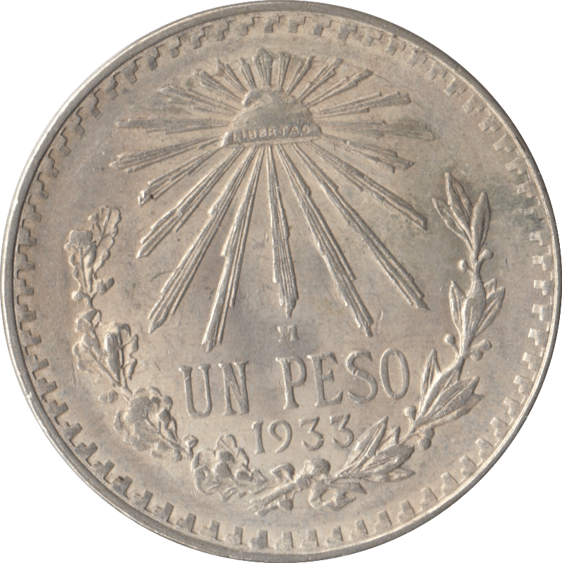 1933 ONE PESO MEXICO - WORLD COINS - Cambridgeshire Coins