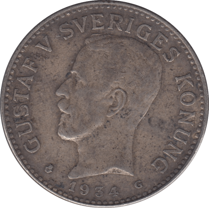 1934 SWEDEN SILVER 2 KRONOR - SILVER WORLD COINS - Cambridgeshire Coins