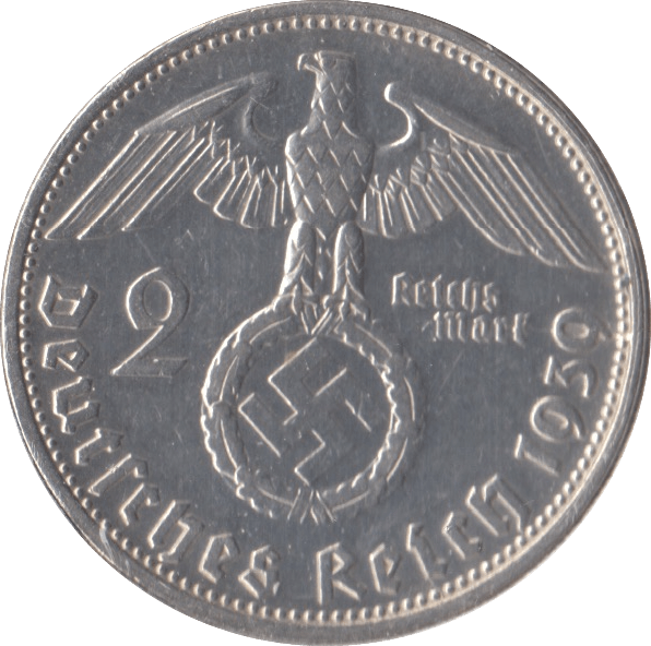 1935 SILVER 2 MARK MINT MARK NAZI STATE GERMANY SILVER WORLD COINS ...