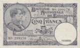 1938 5 FRANCS BANKNOTE BELGIUM REF 580 - World Banknotes - Cambridgeshire Coins