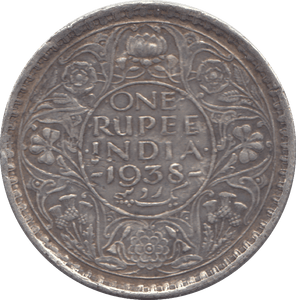 1938 INDIAN SILVER ONE RUPEE - SILVER WORLD COINS - Cambridgeshire Coins