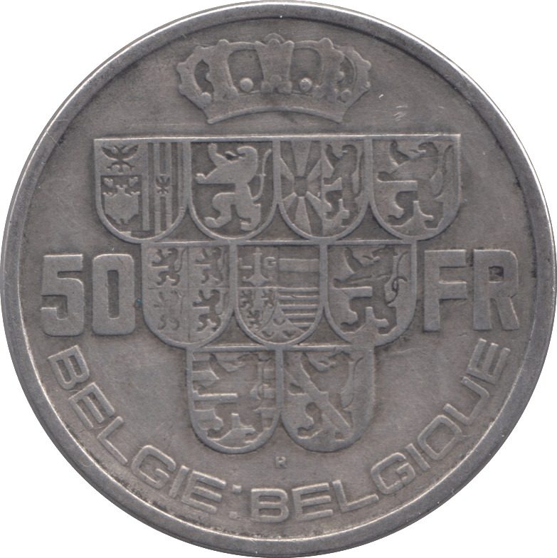 1939 SILVER 50 FRANCS BELGIUM - SILVER WORLD COINS - Cambridgeshire Coins