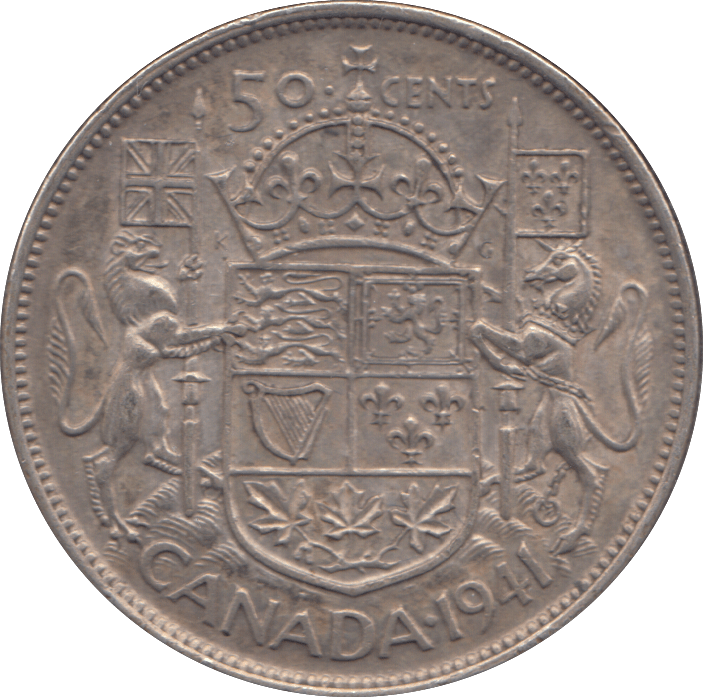 1941 SILVER FIFTY CENTS CANADA - SILVER WORLD COINS - Cambridgeshire Coins