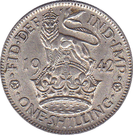 1942 SHILLING ENGLISH ( EF ) - Shilling - Cambridgeshire Coins