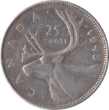1943 CANADA SILVER 25 CENTS - SILVER WORLD COINS - Cambridgeshire Coins