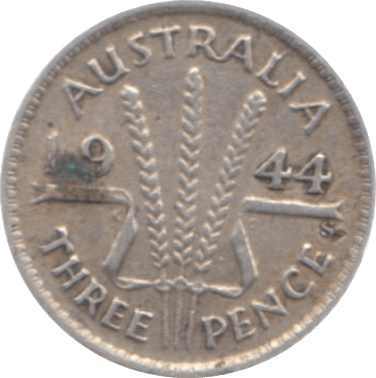 1944 AUSTRALIA SILVER THREEPENCE - SILVER WORLD COINS - Cambridgeshire Coins