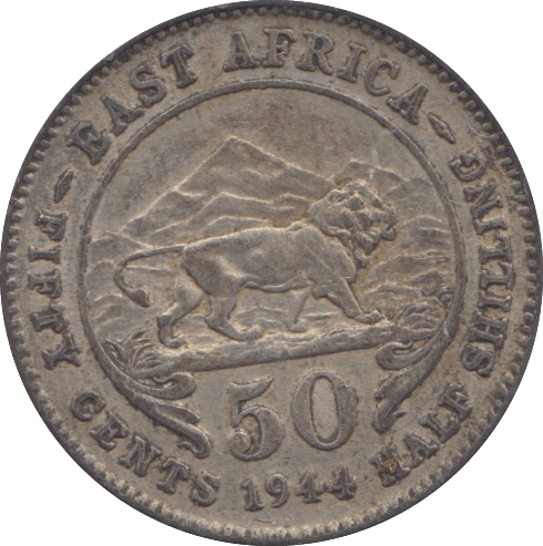 1944 SILVER 50 CENTS EAST AFRICA - SILVER WORLD COINS - Cambridgeshire Coins