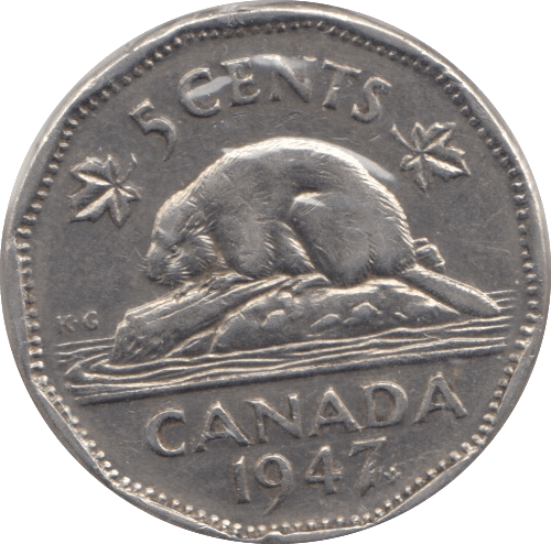 1947 CANADA 5 CENTS - WORLD COINS - Cambridgeshire Coins