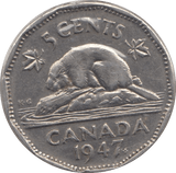 1947 CANADA 5 CENTS - WORLD COINS - Cambridgeshire Coins