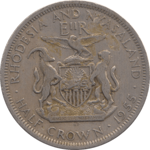 1955 RHODESIA AND NYASALAND HALFCROWN - WORLD COINS - Cambridgeshire Coins